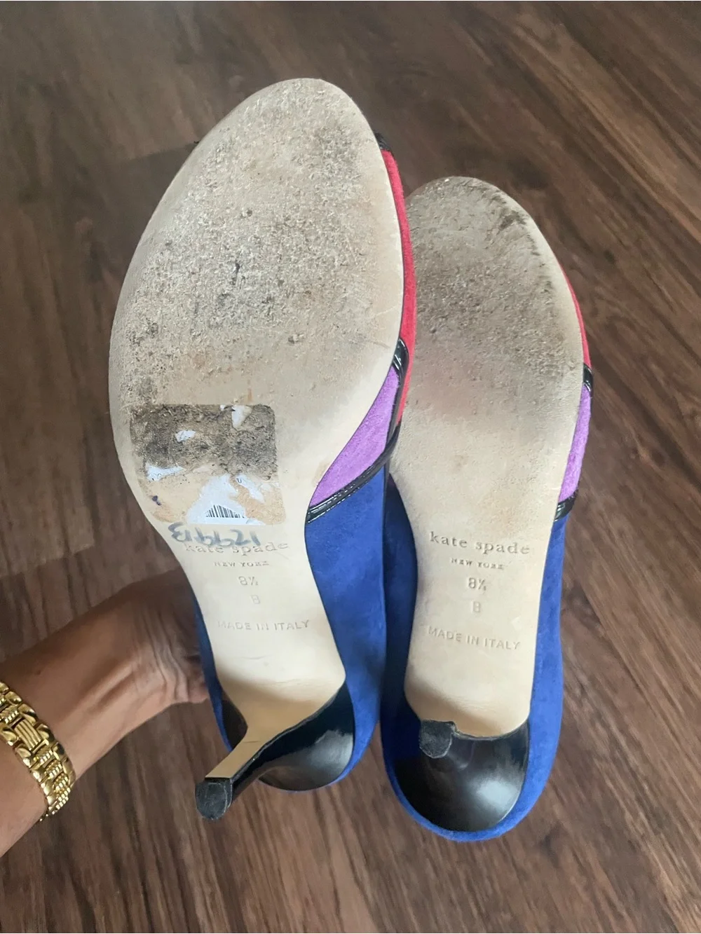 Kate Spade New York Suede Colorblock peep Toe Bow 8.5